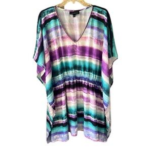 Lane Bryant 18/20 Beachy Kimono Kaftan Blouse. V neck. Striped. Longline